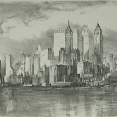 Lili Rethi "City Skyline" lithograph