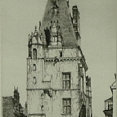 Louis C. Rosenberg "Hotel de ville Dreux" drypoint etching