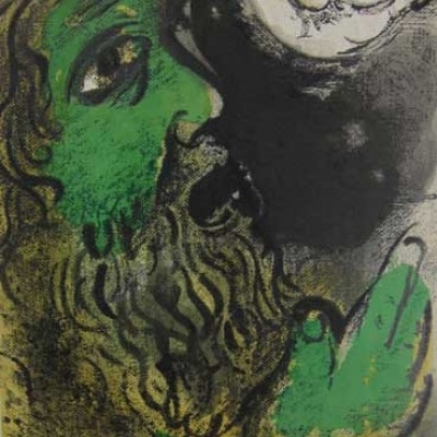 Mark Chagall; Job at Prayer; Lithograph 1960