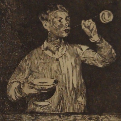 Boy Blowing Bubbles by Edouard Manet, 1832-1883; Etching, 1868-69