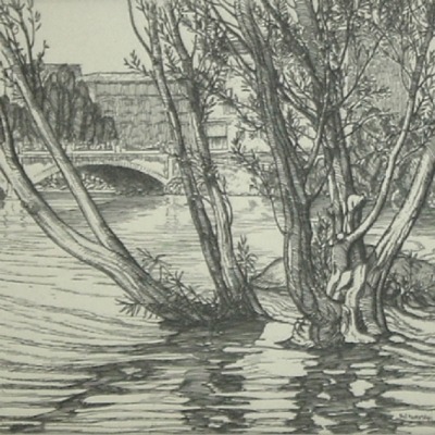Roi Partridge "Water Willows" etching