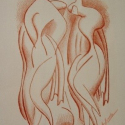 Bathers by Alexander Archipenko, Lithograph 1954