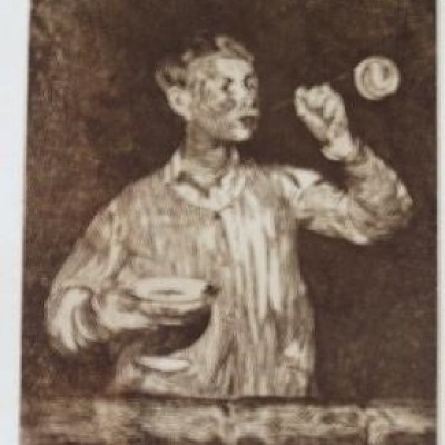 Boy Blowing Bubbles by Edouard Manet, Etching 1868-69