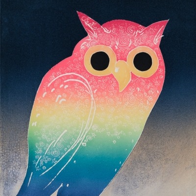 Owl by Motoi Oi 1972 Etching 