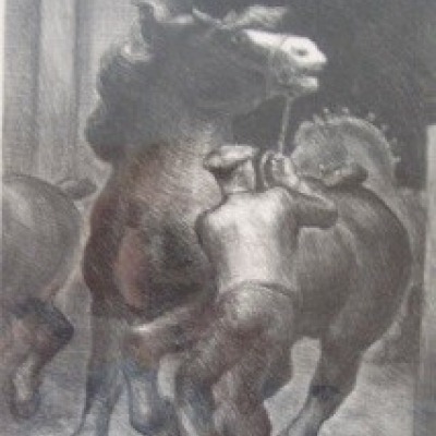 Prize Stallions by John Steuart Curry, Lithograph 1938