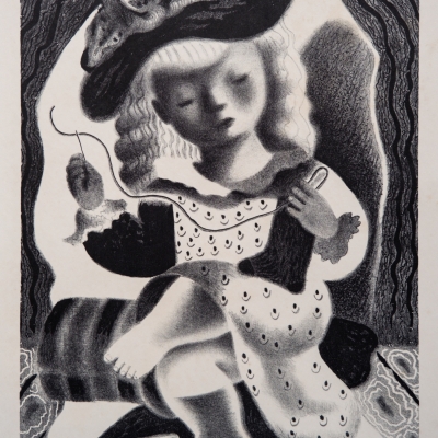 Seraphine Sews by Nura (Nura Woodson Ulreich), 1947 Lithograph	