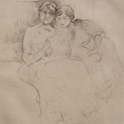Le Leçon de Dessin (The Drawing Lesson) by Berthe Morisot 1889-90 Drypoint Etching