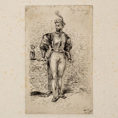 The Man of the Army at the Time of Francis I by Eugène Delacroix, Etching Undated