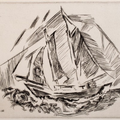 John Marin; Sailboat; etching 1932