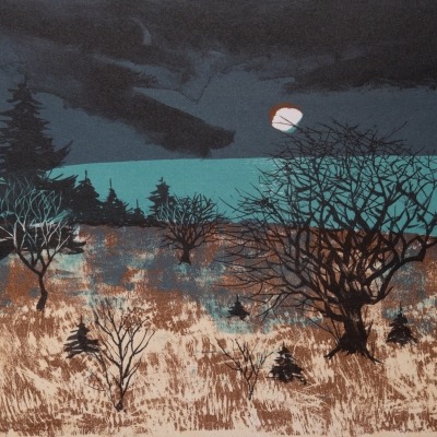 Autumn Orchard by John Muench 1974 Lithograph