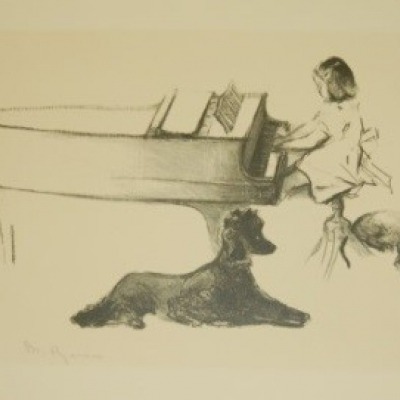 Child at Piano by Margery Ryerson Lithograph Undated