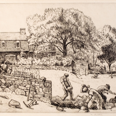 Mahonri Young; Spring in Connecticut; etching Ca. 1940