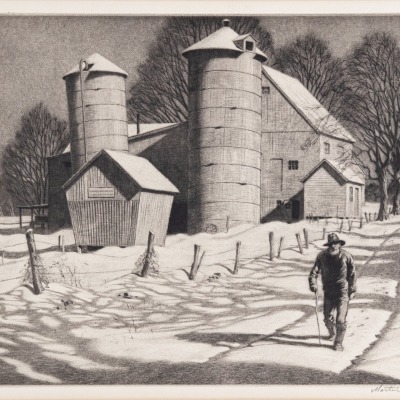 Old Man Walking - the Barns by Martin Lewis