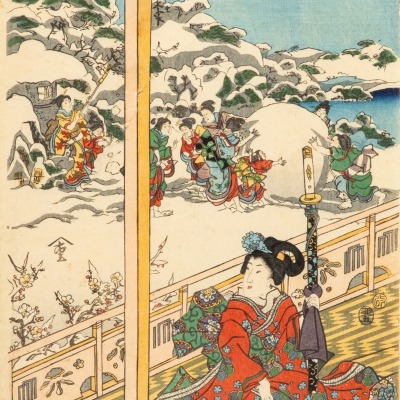 That Familiar Figure with Snow - KUNITERU Utagawa I